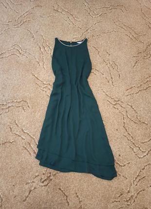 Платье асимметрия зелёное летнее изумрудное.1 фото