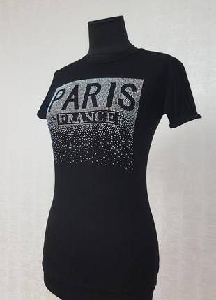 Attitude paris футболка,декорированная стразами4 фото
