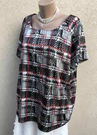 Шелк,блуза в клетку реглан,рубаха,большой размер,margittes3 фото