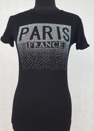 Attitude paris футболка,декорированная стразами8 фото