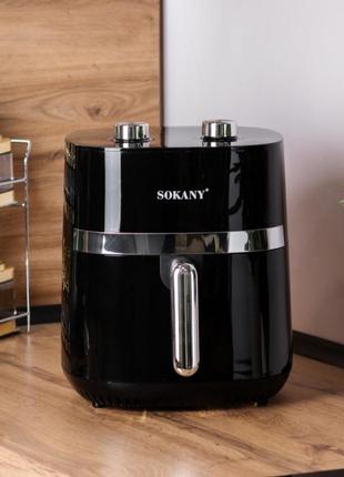 Аэрогриль-фритюрница sokany sk-10024 на 6,5 л с терморегулятором, черный