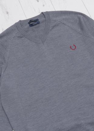 Fred perry v-neack кофта свитер с в вырезом р. l 100% merino wool2 фото