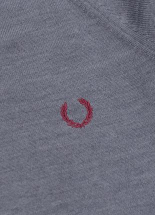 Fred perry v-neack кофта свитер с в вырезом р. l 100% merino wool4 фото