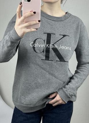 Світшот calvin klein сірий з великим логотипом