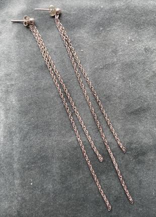 Срібні сережки підвіски ланцюжки самоколки гвоздики1 фото