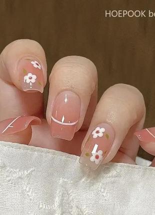 Стильные длинные ногти накладные ногти набор ногтей с цветочками