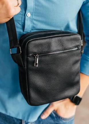 Компактная кожаная мужская сумка слинг detroit yozone черная сумка кожаная для мужчин слинг черная