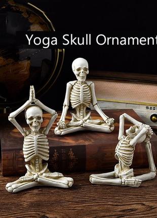 Настольный декор на хэллоуин скелетон, скелет йог медитирует, домашние украшения йога, готика декор3 фото