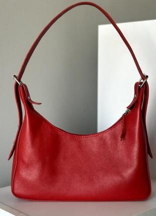 Стильная кожанная женская сумка айова красная элегантная женская сумочка из кожи1 фото