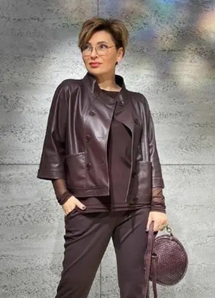 Куртка женская демисезонная эко-кожа 4 цвета 46-48,50-52,54-56 217ве2 фото