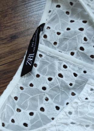 Zara блуза з прошви, легкий білий жакет, літній піджак мереживо4 фото