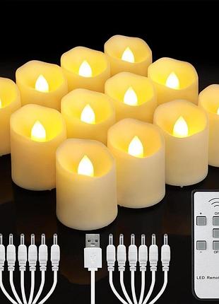 Yunsheng упаковка из 12 перезаряжаемых светодиодных чайных ламп с таймером дистанционного управления, перезаряжаемые беспламенные