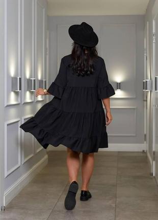 Женское летнее пышное платье по колено из легкой однотонной ткани софт размеры 46-564 фото