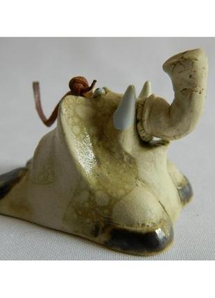 Статуэтка керамика слон колокольчик бежевый
