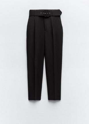 Классические черные брюки с ремнем zara1 фото