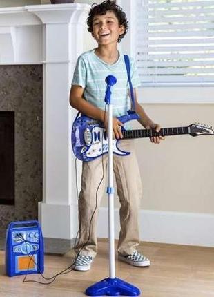 Детская гитара + микрофон + усилитель kruzzel 22409 синяя7 фото