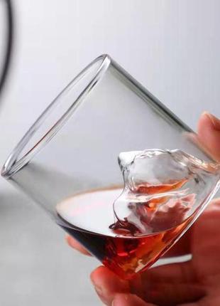 Низкий стакан для виски в японском стиле mount 300 мл стеклянный (холодная гора)2 фото