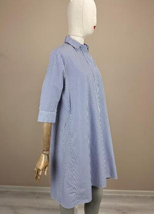 Uniqlo сукня сорочка базова широка оверсайз 3/4 рукав в смужку полосата max mara морська тельняшка cos котон поплін плаття платье5 фото