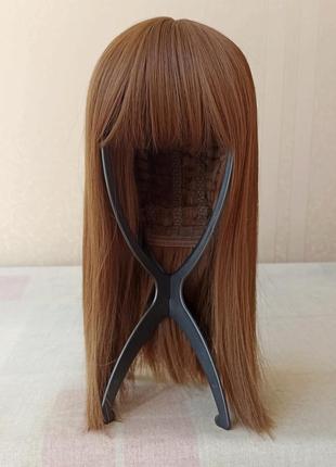 Коротка нова перука, каре, шоколадна, термостійка, з чубчиком, парик1 фото