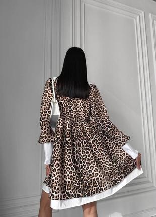 Платье женское свободного кроя с леопардовым принтом3 фото