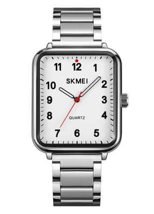 Skmei 1955siwt silver-white, часы, серебристые, белые, стильные, прочные, мужские, на каждый день