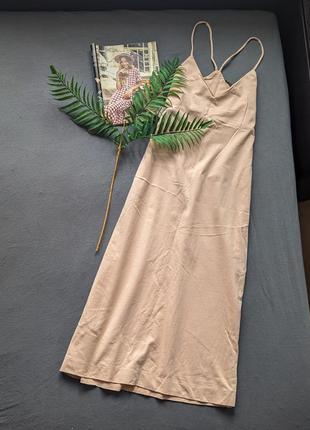 Стильна базова сукня міді на тонких бретелях zara