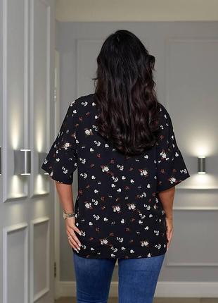 Женская летняя стильная блузка из немнущейся ткани софт с принтом размеры 42-562 фото