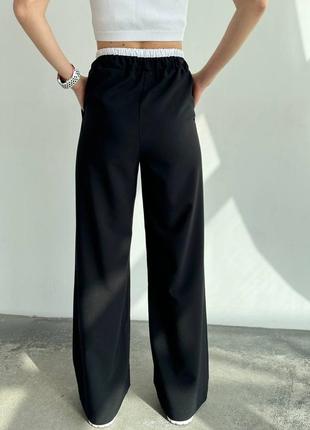 Широкие брюки с двойным поясом, женские брюки с высокой посадкой с карманами2 фото
