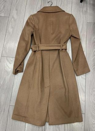50 % шерсть бежевое шерстяное пальто миди с поясом оверсайз h&amp;m. xs\s4 фото