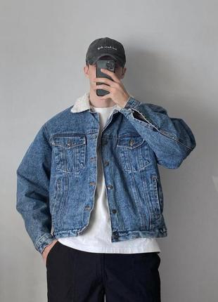 Blue zone vintage heavy sherpa jeans jacket (джинсовка)2 фото