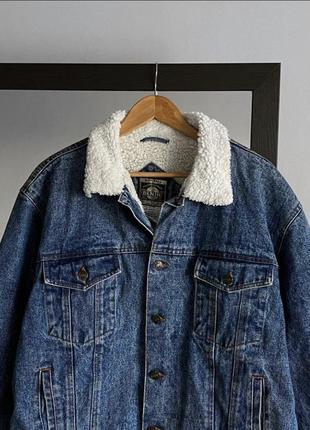 Blue zone vintage heavy sherpa jeans jacket (джинсовка)4 фото