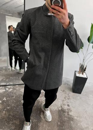 Мужское пальто на весну в графитовом цвете premium качества, стильное и удобное пальто на каждый день2 фото