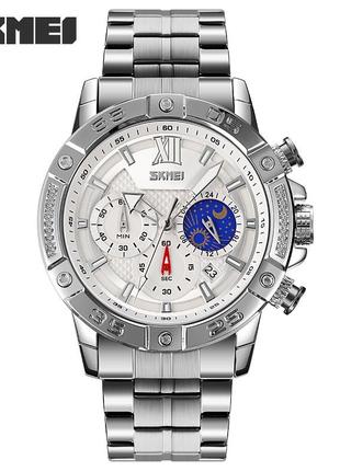 Skmei 9235sisi silver-silver, часы, серебренные, стильные, прочные, мужские, на каждый день, механические