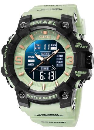Smael 8049 black-light gray-green, часы, стильные, на каждый день, унисекс, механические, прочные