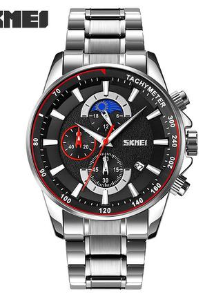 Skmei 9250sibk silver-black, часы, черные, серебристые, стильные, прочные, мужские, на каждый день