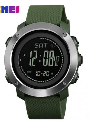 Skmei 1418ag  army green + compass, часы, военные, тактические, стильные, прочные, на каждый день