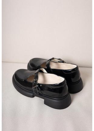 Кожаные лаковые туфли черного цвета,36-413 фото
