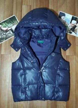 Стильная брендовый пуховый жилет, безрукавка, пуховик, куртка benetton 7-9 лет4 фото