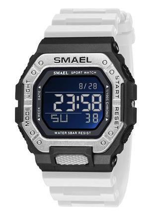 Smael 8059 black-white, годинник, білий, стильний, електронний, електронний, чоловічий, на кожен день