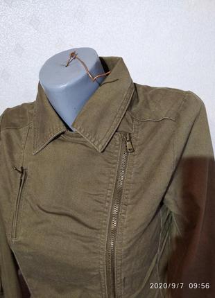 Джинсовка косуха хаки h&m, евро 36, наш 42/44, джинсовка, байкерская куртка4 фото