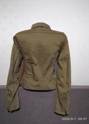 Джинсовка косуха хаки h&m, евро 36, наш 42/44, джинсовка, байкерская куртка5 фото