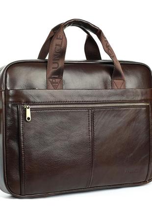 Чоловічий портфель із натуральної шкіри шкіряний портфель чоловічий сумка-портфель чоловічий для ноутбука коричневий2 фото