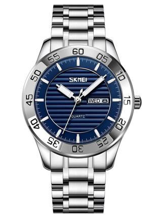 Skmei 9293sibu silver-blue, часы, серебристые, синие, стильные, прочные, мужские, на каждый день, механические