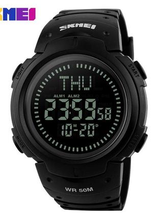 Skmei 1231bk all black smart watch + compass, часы, тактические, стильные, на каждый день