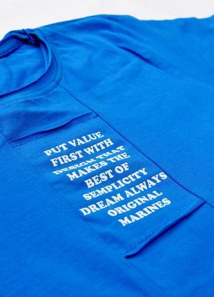Синяя базовая футболка с буквами 8-9, 9-10, 10-11, 11-12 лет туреченица2 фото