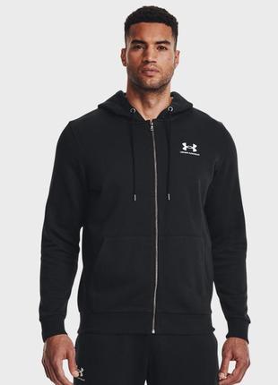 Мужское черное худи ua essential fleece fz