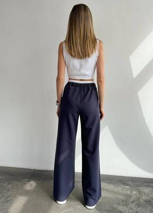 Женские прямые брюки с двойным поясом5 фото