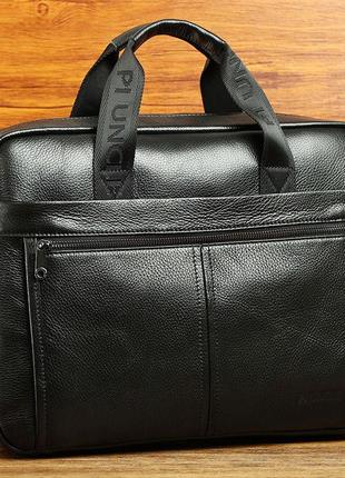 Чоловічий портфель із натуральної шкіри шкіряний портфель чоловічий сумка-портфель чоловічий для ноутбука чорний