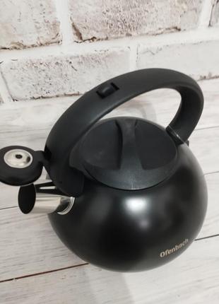 Чайник  з нержавіючої сталі зі свистком і нейлонової ручкою 2.5 л чорний3 фото