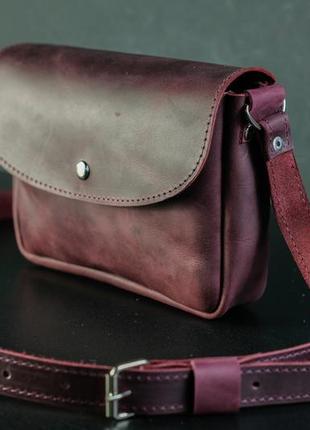 Кожа. ручная работа. кожаная бордовая женская сумка. маленькая сумочка через плечо2 фото